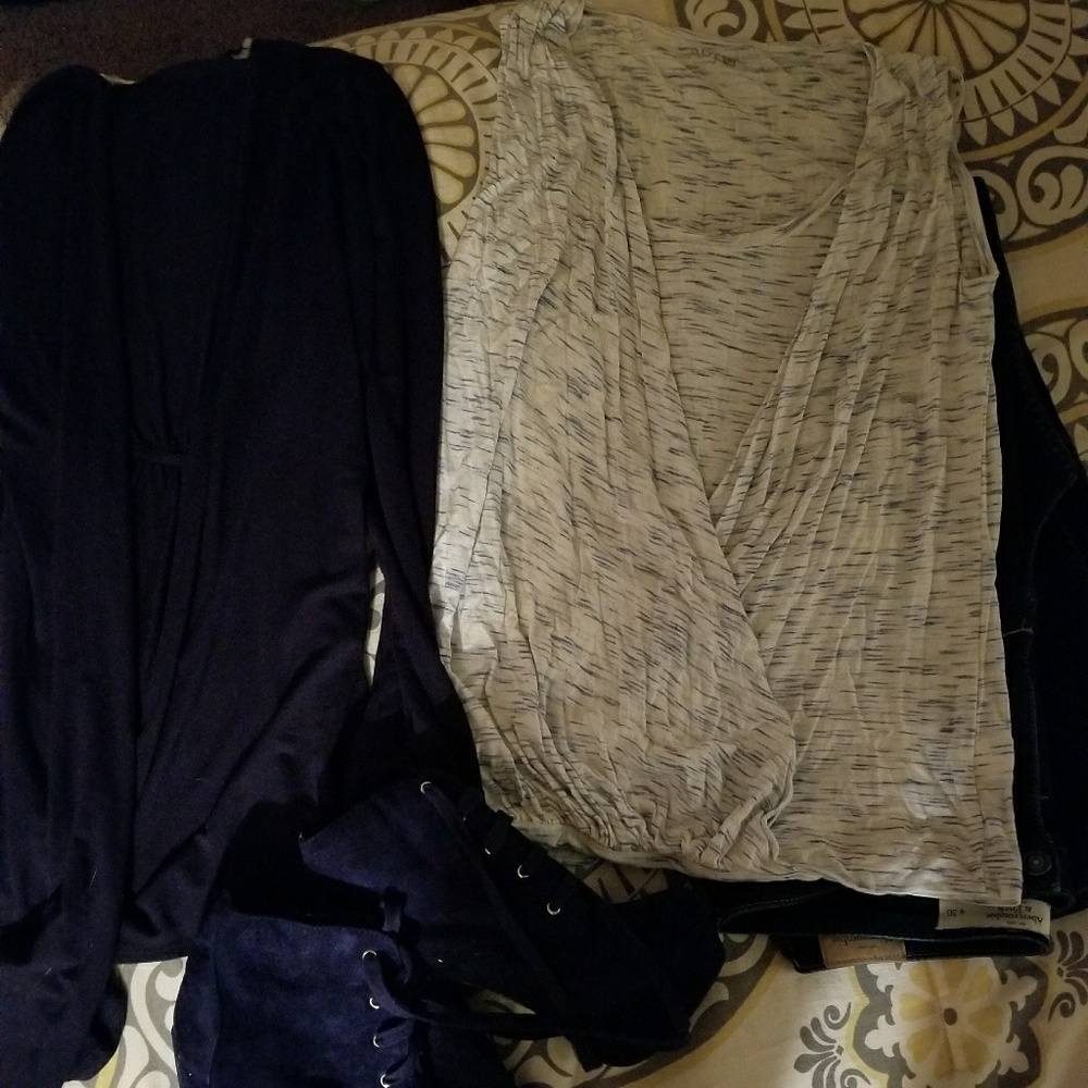 Blue/white sleeveless top- (Donated)